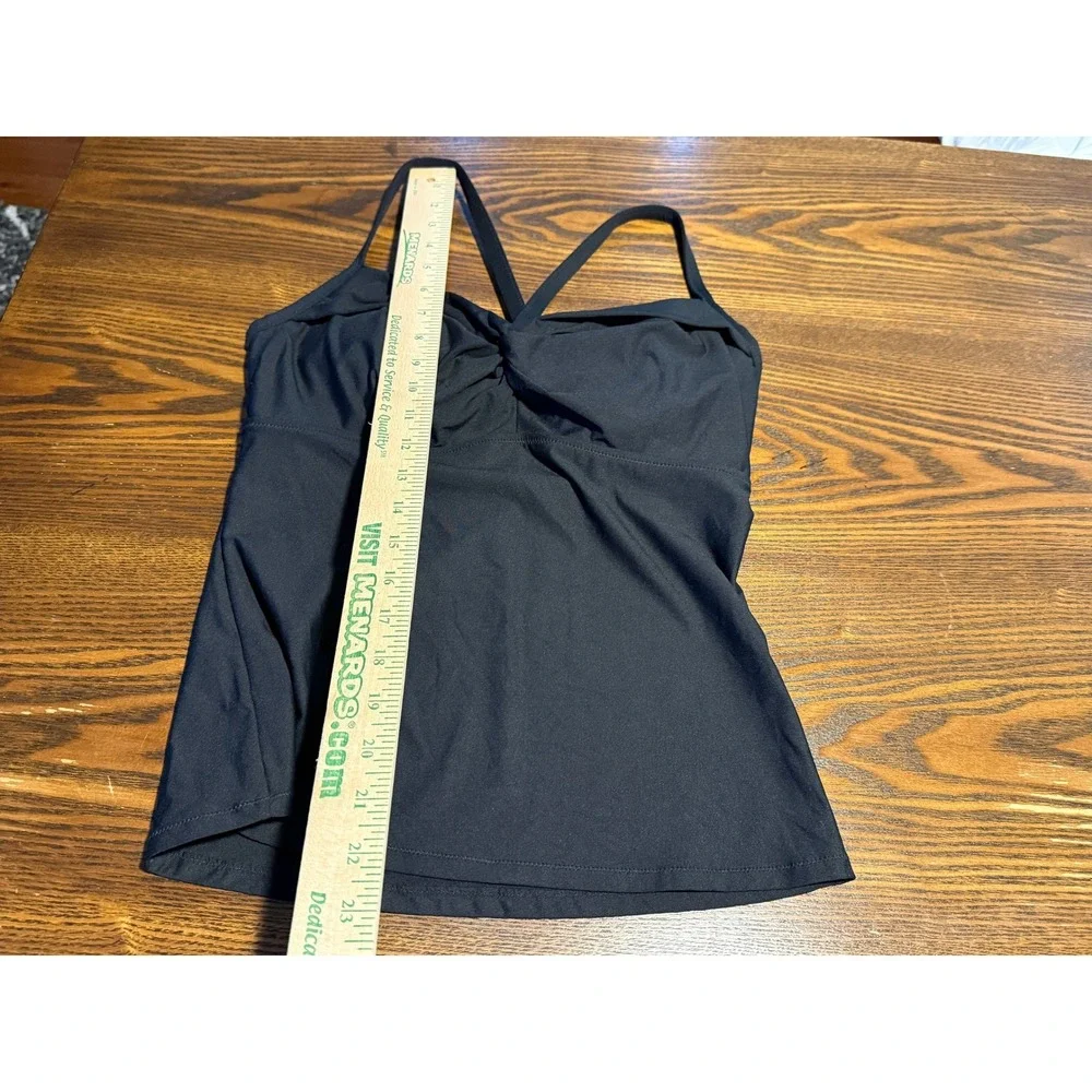 Athleta Black Twist Front Underwire Tankini Swim Top 34D/DD Adjustable Straps M